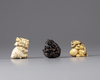 Three Shishi shaped netsukes