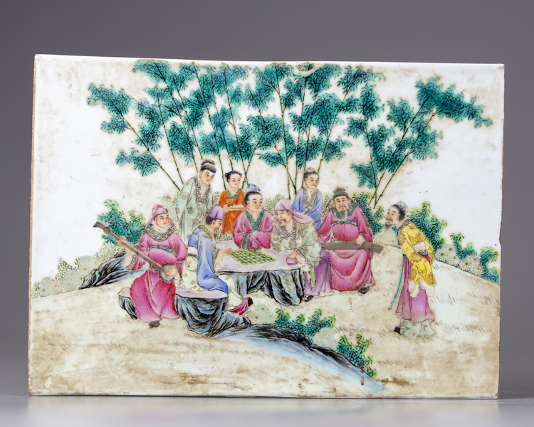 A Chinese famille rose plaque