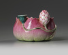 A famille rose lotus-shaped waterpot