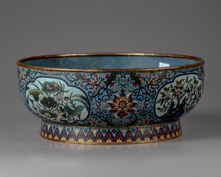 A Chinese cloisonne enamel 'Flowers of the Four Seasons' bowl