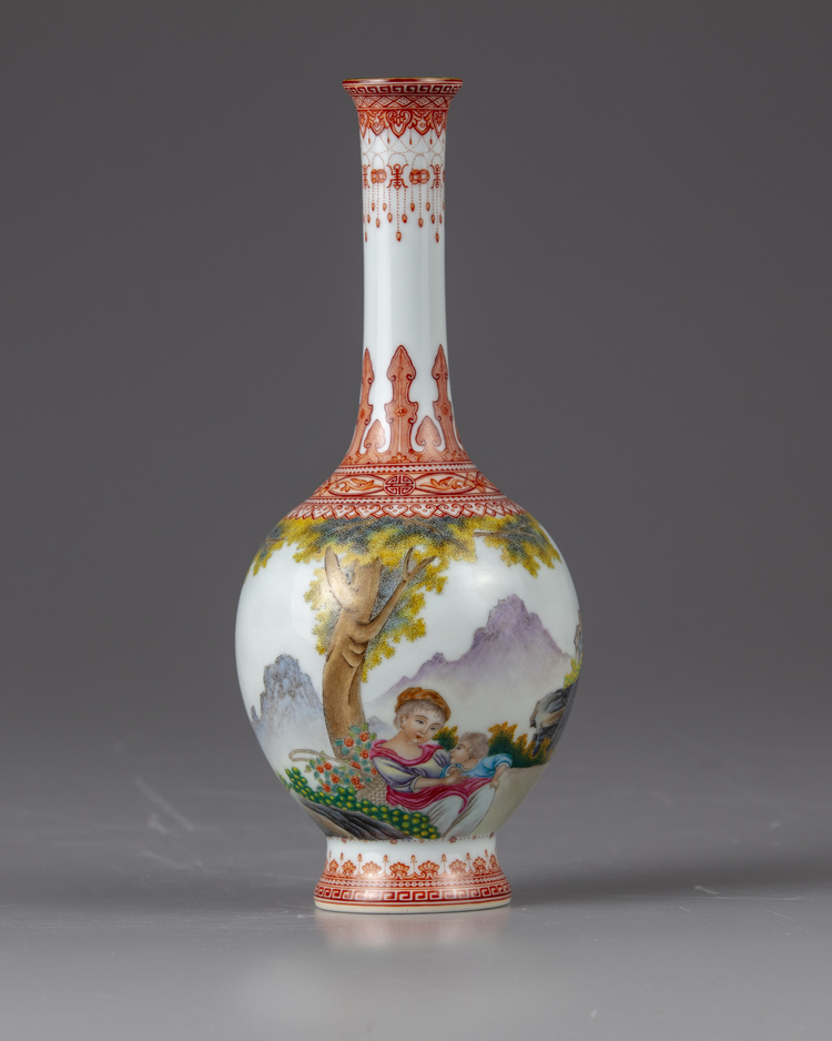 A famille rose European subject vase
