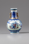 A famille rose blue and white miniature vase