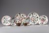 A group of ten Chinese famille rose cups and saucers