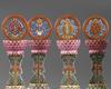 A set of eight Chinese famille rose Buddhist emblem altar ornaments