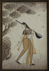 An Indian miniature. from a young lady with citer and peacock