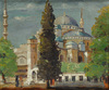 A painting depicting a view on the Grand Mosque, Istanbul