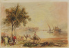 A painting depicting people and camels on a Turkish coast