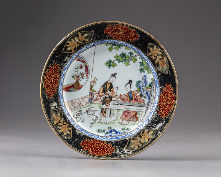 A Chinese famille rose 'silver-bordered' 'ladies' dish