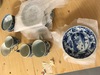 Seven Chinese blue and white cups and twelve saucers