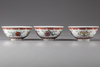 THREE CHINESE FAMILLE ROSE BOWLS WITH TWO SPOONS, 20TH CENTURY