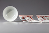 THREE CHINESE FAMILLE ROSE BOWLS WITH TWO SPOONS, 20TH CENTURY