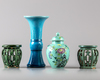 Two Chinese vases and two stands