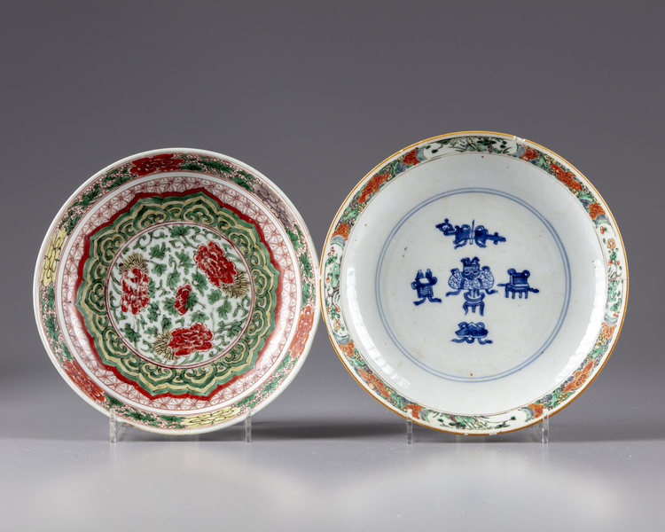 Two  Chinese famille verte dishes