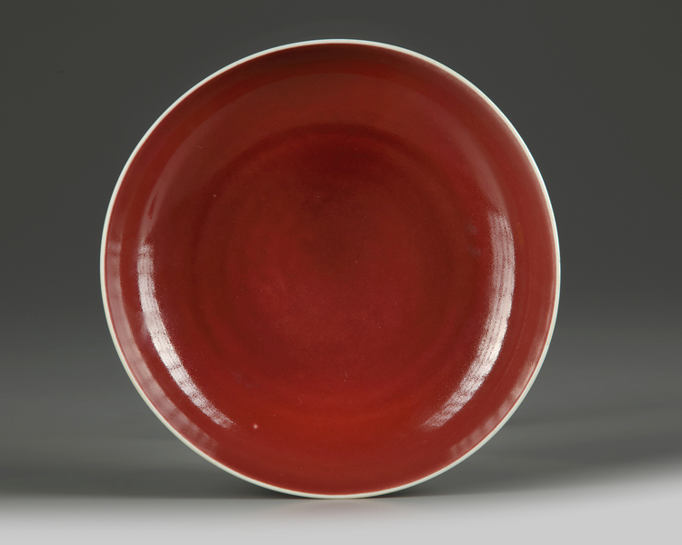 A Chinese copper-red glazed dish