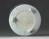 A small Chinese blue and white cylindrical censer