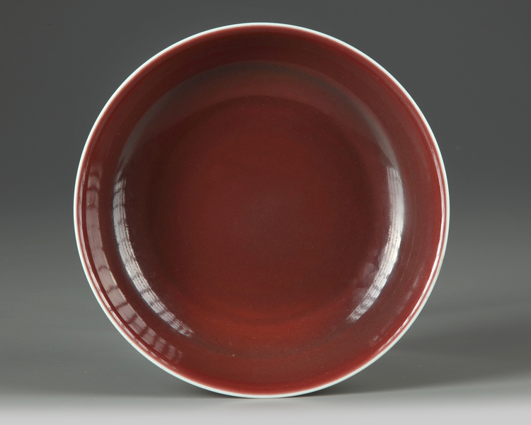 A Chinese copper-red glazed dish