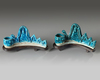A pair of Chinese turquoise-glazed mountain-form brush rests