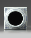 A Chinese famille rose landscape square-section vase, cong
