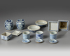 A group of eight blue and white wares