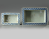 TWO CHINESE BLUE AND WHITE RECTANGULAR JARDINIERES, 19TH CENTURY