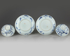 Two pairs of Chinese blue and white 'Three Friends of Winter' ogee bowls and plates