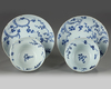 Two pairs of Chinese blue and white 'Three Friends of Winter' ogee bowls and plates