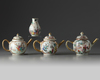 A GROUP OF FOUR CHINESE FAMILLE ROSE AND GILT-DECORATED TEAWARES, QIANLONG PERIOD (1736-1795)