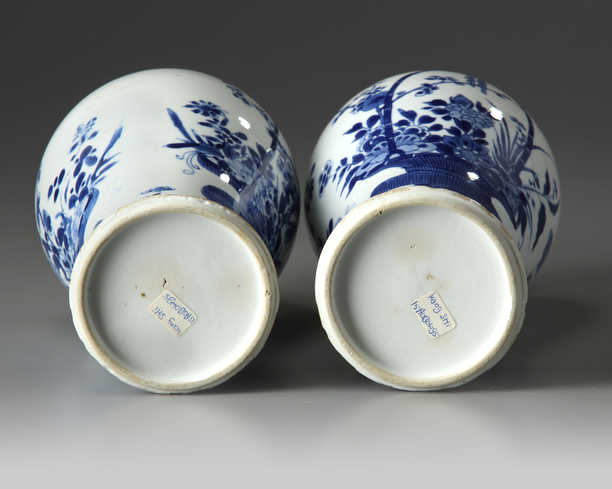 A Pair Of Chinese Blue And White 'flower Basket' Vases