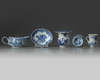 A group of five Chinese blue and white porcelain vessels