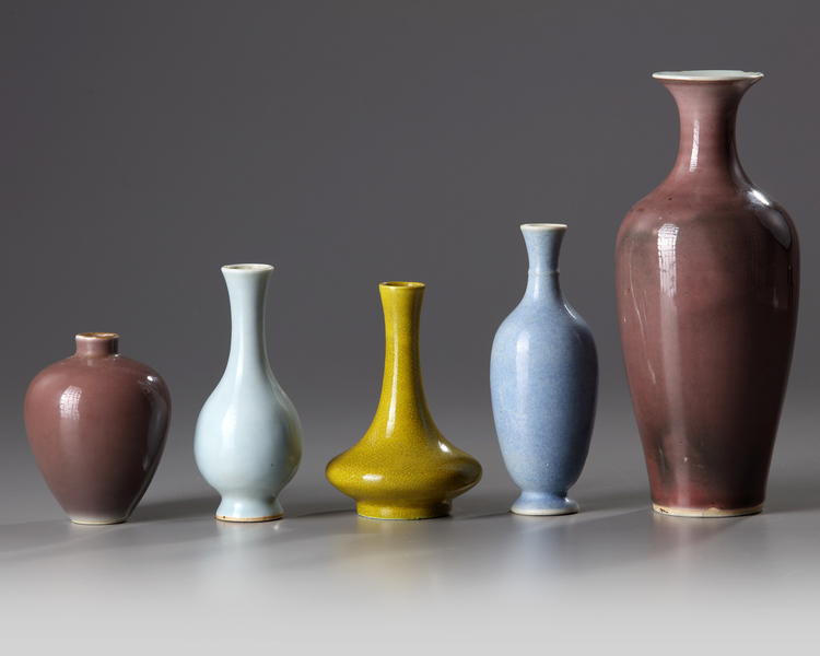 A group of five Chinese monochrome vases