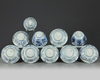 A group of ten Chinese blue and white 'Kraak porcelain' bowls