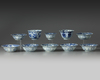 A group of ten Chinese blue and white 'Kraak porcelain' bowls