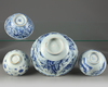 Four Chinese blue and white bowls