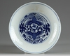 A Chinese blue and white 'twin phoenix' dish