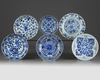 Six Chinese blue and white 'floral' dishes