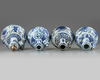 Four Chinese blue and white 'Kraak porcelain' kendi