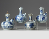 Four Chinese blue and white 'Kraak porcelain' kendi