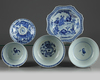 Four Chinese blue and white 'figural' bowls