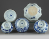 Four Chinese blue and white 'figural' bowls