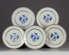 A FIVE CHINESE BLUE-ENAMELLED AND GILT CHINESE 'FLORAL' DISHES, QIANLONG PERIOD (1736-1795)