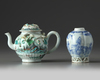 Two Chinese moulded and applique-decorated teawares