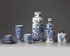 A group of seven Chinese blue and white vessels