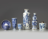 A group of seven Chinese blue and white vessels