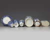 A group of seven Chinese blue and white vessels