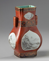 A Chinese faux bois en grisaille-decorated vase, hu
