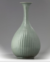 A Korean celadon-glazed fluted vase