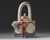 A JAPANESE IMARI-ARCH-HANDLES TEAPOT AND COVER, 19TH CENTURY
