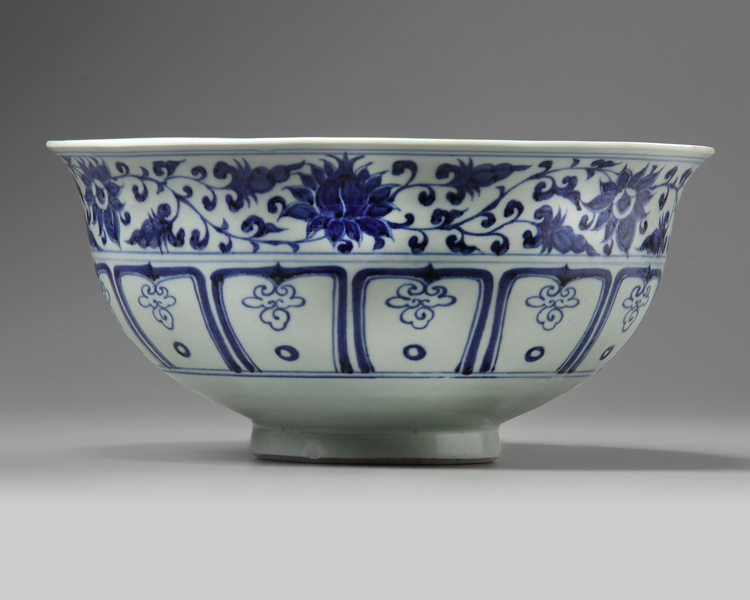 A large Chinese blue and white bowl