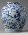 A Chinese blue and white 'figural' jar