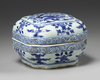 A Chinese blue and white square-section 'dragon' box and cover
